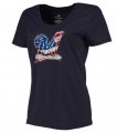 Womens Milwaukee Brewers USA Flag Fashion T-Shirt Navy Blue