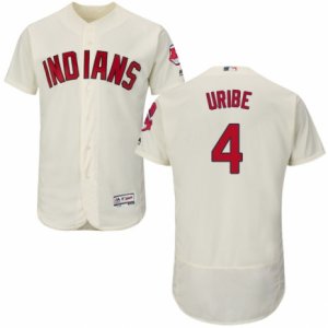 Men\'s Majestic Cleveland Indians #4 Juan Uribe Cream Flexbase Authentic Collection MLB Jersey