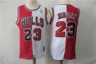 Bulls #23 Jordan Red&White Split Hardwood Classics Jersey