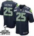 Nike Seattle Seahawks #25 Richard Sherman Steel Blue Team Color Super Bowl XLVIII Youth Stitched NFL Elite Jersey