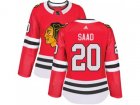 Women Adidas Chicago Blackhawks #20 Brandon Saad Red Home Authentic Stitched NHL Jersey