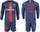 2018-19 Paris Saint-Germain 11 DIMARIA Home Long Sleeve Soccer Jersey