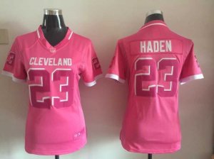 2015 women Nike Cleveland Browns #23 Haden pink jerseys