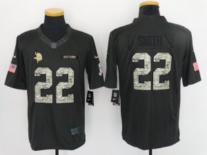 Nike Vikings #22 Smith Black Camo Salute To Service Limited Jersey