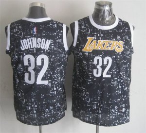 Lakers #32 Magic Johnson Black City Luminous Jersey