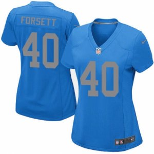 Women\'s Nike Detroit Lions #40 Justin Forsett Limited Blue Alternate NFL Jersey
