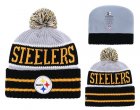 Steelers Fresh Logo Black Pom Knit Hat YD