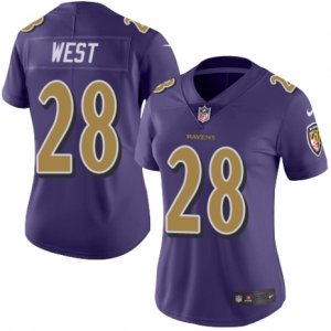 Women\'s Nike Baltimore Ravens #28 Terrance West Limited Purple Rush NFL Jersey