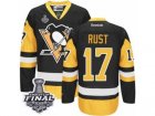 Mens Reebok Pittsburgh Penguins #17 Bryan Rust Authentic Black Gold Third 2017 Stanley Cup Final NHL Jersey