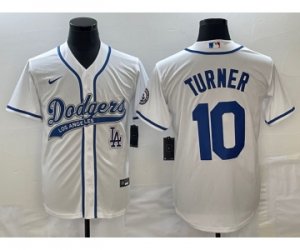 Men\'s Los Angeles Dodgers #10 Justin Turner White Cool Base Stitched Baseball Jersey