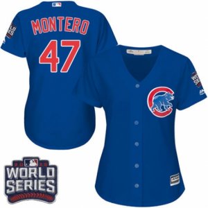Women\'s Majestic Chicago Cubs #47 Miguel Montero Authentic Royal Blue Alternate 2016 World Series Bound Cool Base MLB Jersey