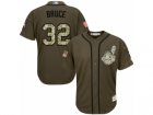 Youth Majestic Cleveland Indians #32 Jay Bruce Replica Green Salute to Service MLB Jersey