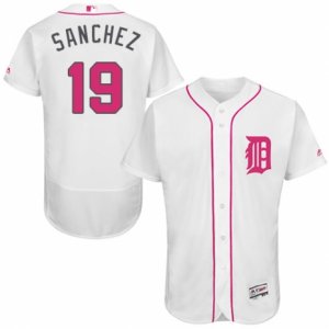 Men\'s Majestic Detroit Tigers #19 Anibal Sanchez Authentic White 2016 Mother\'s Day Fashion Flex Base MLB Jersey