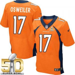 Nike Denver Broncos #17 Brock Osweiler Orange Team Color Super Bowl 50 Men Stitched NFL New Elite Jersey