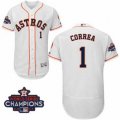 Astros #1 Carlos Correa White Flexbase Authentic Collection 2017 World Series Champions Stitched MLB Jersey