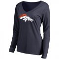 Womens Denver Broncos Pro Line Primary Team Logo Slim Fit Long Sleeve T-Shirt Navy
