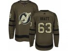 Men Adidas New Jersey Devils #63 Jesper Bratt Green Salute to Service Stitched NHL Jersey