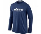 Nike New York Jets Authentic font Long Sleeve T-Shirt D.Blue