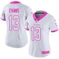 Womens Nike Tampa Bay Buccaneers #13 Mike Evans White Pink Stitched NFL Limited Rush Fashion Jersey