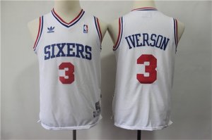 76ers #3 Allen Iverson White Youth Hardwood Classics Throwback Jersey
