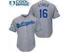 Los Angeles Dodgers #16 Andre Ethier Replica Grey Road 2017 World Series Bound Cool Base MLB Jersey