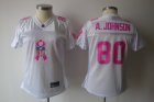 women nfl houston texans #80 a.johnson white[breast cancer awareness]