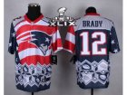2015 Super Bowl XLIX Nike New England Patriots #12 Tom Brady Blue Jerseys(Style Noble Fashion Elite)