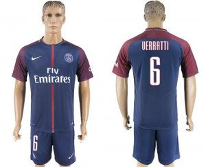 2017-18 Paris Saint-Germain 6 VERRATTI Home UEFA Champions League Soccer Jersey