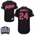 Mens Majestic Cleveland Indians #24 Manny Ramirez Navy Blue 2016 World Series Bound Flexbase Authentic Collection MLB Jersey