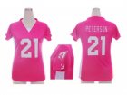 Nike women nfl arizona cardinals #21 peterson pink jerseys[draft him ii top]