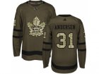 Men Adidas Toronto Maple Leafs #31 Frederik Andersen Green Salute to Service Stitched NHL Jersey