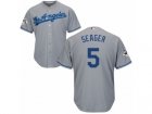 Los Angeles Dodgers #5 Corey Seager Replica Grey Road 2017 World Series Bound Cool Base MLB Jersey