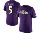 Nike Baltimore Ravens 5 Flacco Name & Number T-Shirt- Purple