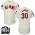 Mens Majestic Cleveland Indians #30 Joe Carter Cream 2016 World Series Bound Flexbase Authentic Collection MLB Jersey