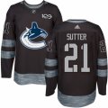 Mens Adidas Vancouver Canucks #21 Brandon Sutter Authentic Black 1917-2017 100th Anniversary NHL Jersey