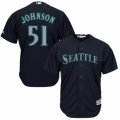 Mens Majestic Seattle Mariners #51 Randy Johnson Authentic Navy Blue Alternate 2 Cool Base MLB Jersey