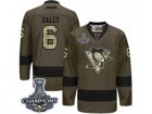 Mens Reebok Pittsburgh Penguins #6 Trevor Daley Premier Green Salute to Service 2017 Stanley Cup Champions NHL Jersey