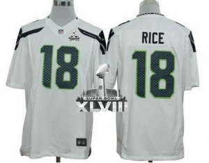 Nike Seattle Seahawks #18 Sidney Rice White Super Bowl XLVIII NFL Limited Jersey