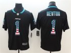 Nike Panthers #1 Cam Newton Black USA Flag Fashion Color Rush Limited Jersey
