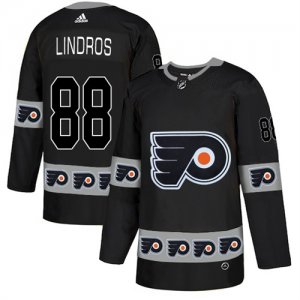 Flyers #88 Eric Lindros Black Team Logos Fashion Adidas Jersey