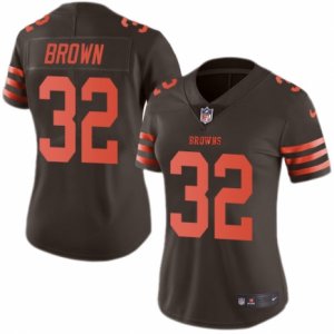 Women\'s Nike Cleveland Browns #32 Jim Brown Limited Brown Rush NFL Jersey