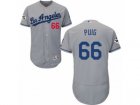 Los Angeles Dodgers #66 Yasiel Puig Authentic Grey Road 2017 World Series Bound Flex Base MLB Jersey