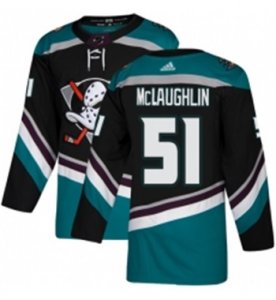 Mens Adidas Anaheim Ducks #51 Blake McLaughlin Authentic Black Teal Third NHL Jersey
