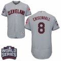 Mens Majestic Cleveland Indians #8 Lonnie Chisenhall Grey 2016 World Series Bound Flexbase Authentic Collection MLB Jersey