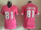 2015 women Nike Detroit Lions #81 Johnson pink jerseys