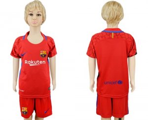 2017-18 Barcelona Red Goalkeeper Youth Soccer Jersey