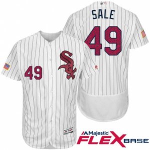 Men Chicago White Sox #49 Chris Sale White Stars & Stripes 2016 Independence Day Flex Base Jersey