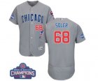 Mens Majestic Chicago Cubs #68 Jorge Soler Grey 2016 World Series Champions Flexbase Authentic Collection MLB Jersey