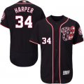 2016 Men Washington Nationals #34 Bryce Harper Majestic Navy Flexbase Authentic Collection Player Jersey