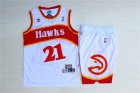 Hawks #21 Dominique Wilkins White Hardwood Classics Jersey(With Shorts)